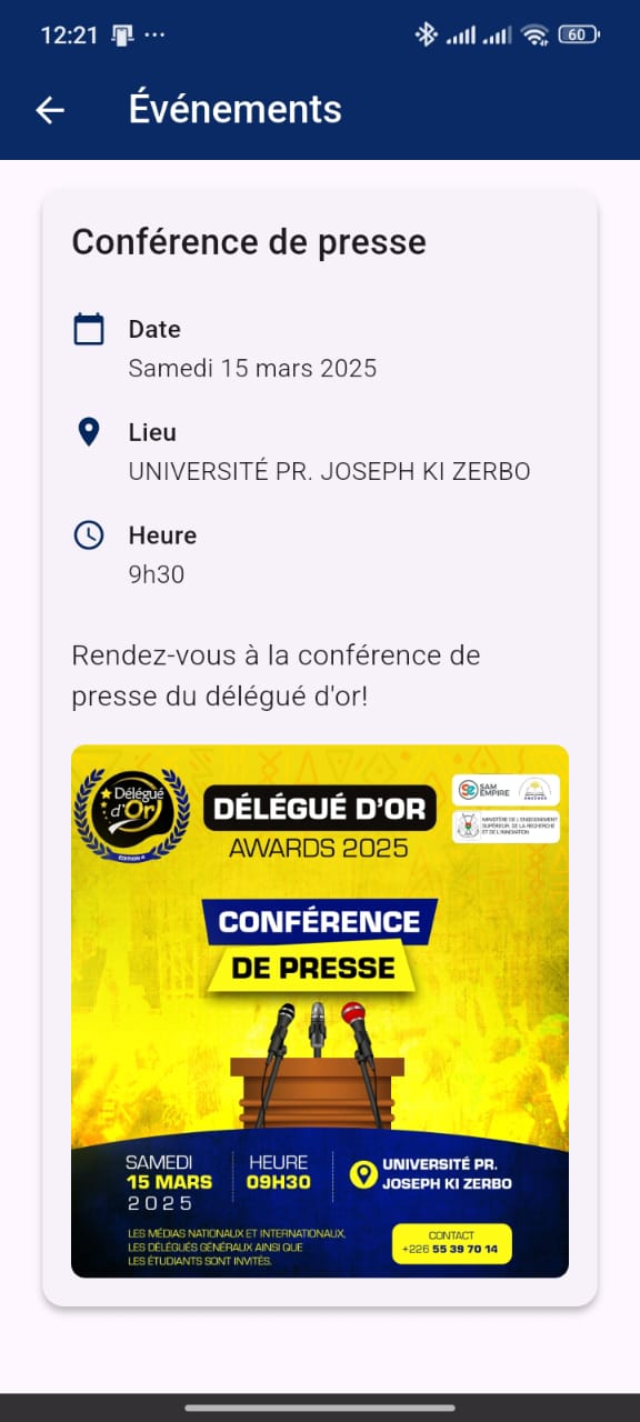 Interface Délégué d'Or